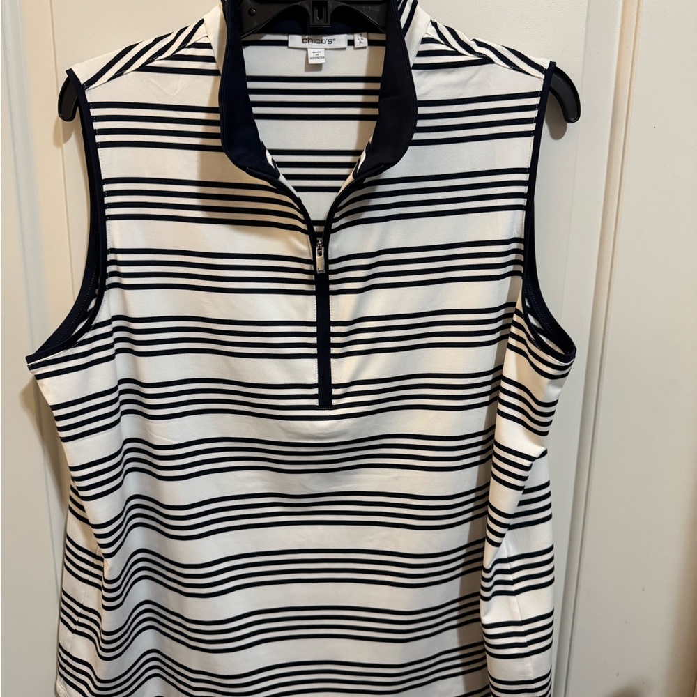Chico’s Zenergy UPF Navy Striped Sleeveless Top